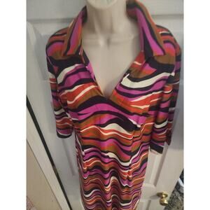 JUDE CONNALLY Womens Dress Abstract Shift Stretch Size XL USA